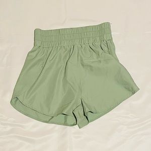 Mint green, size small shorts.